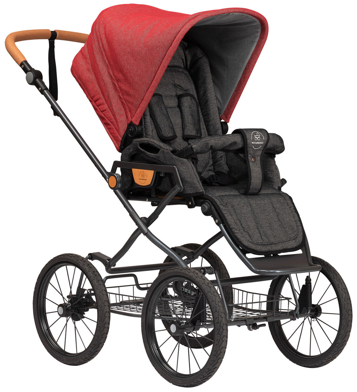 KINDERWAGEN IDA  - Bordeaux/Anthrazit, Basics, Textil/Metall (62/110/110cm) - Naturkind