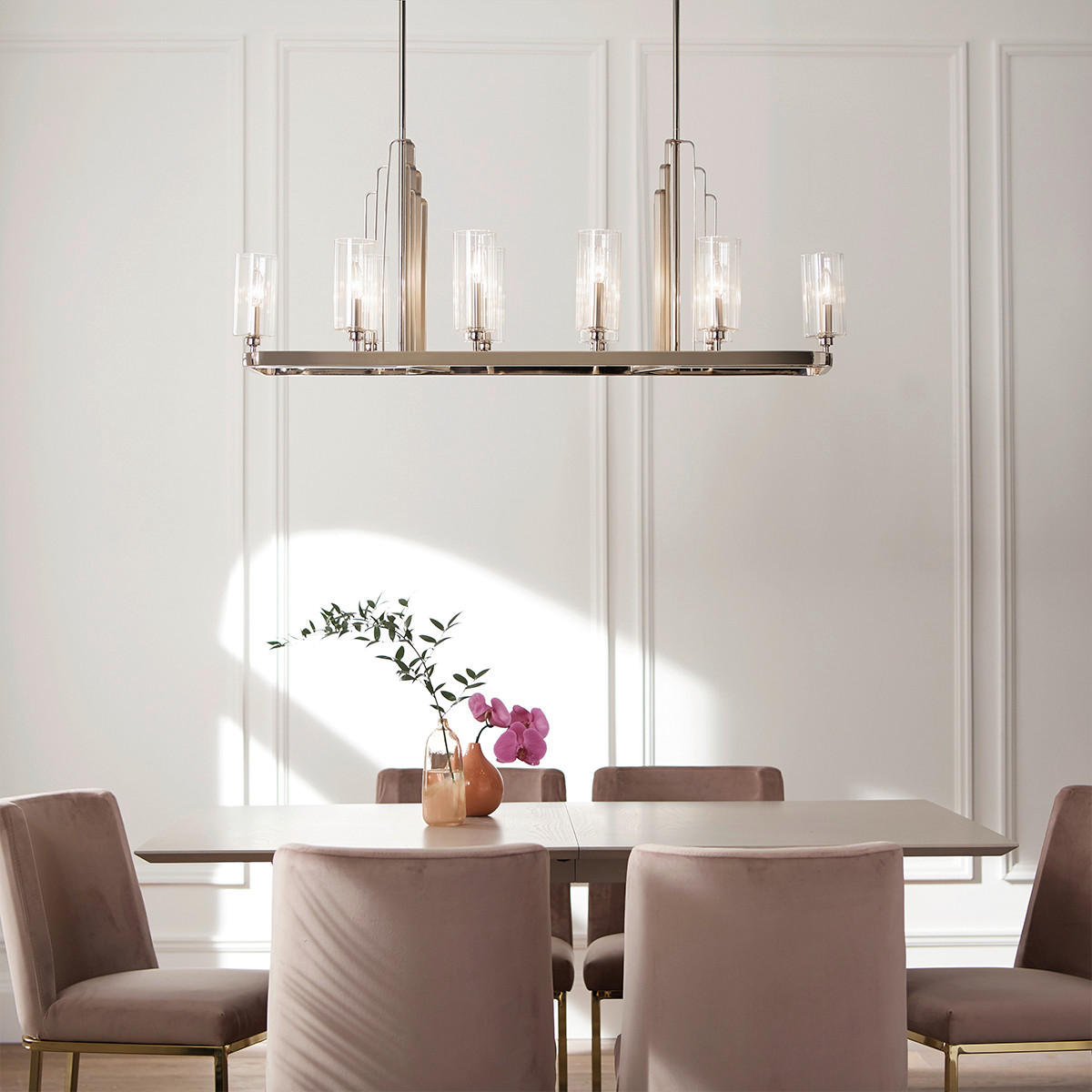 KRONLEUCHTER 113.7/55.8/32.5 cm    - Nickelfarben, Konventionell, Glas/Metall (113.7/55.8/32.5cm) - Elstead Lighting