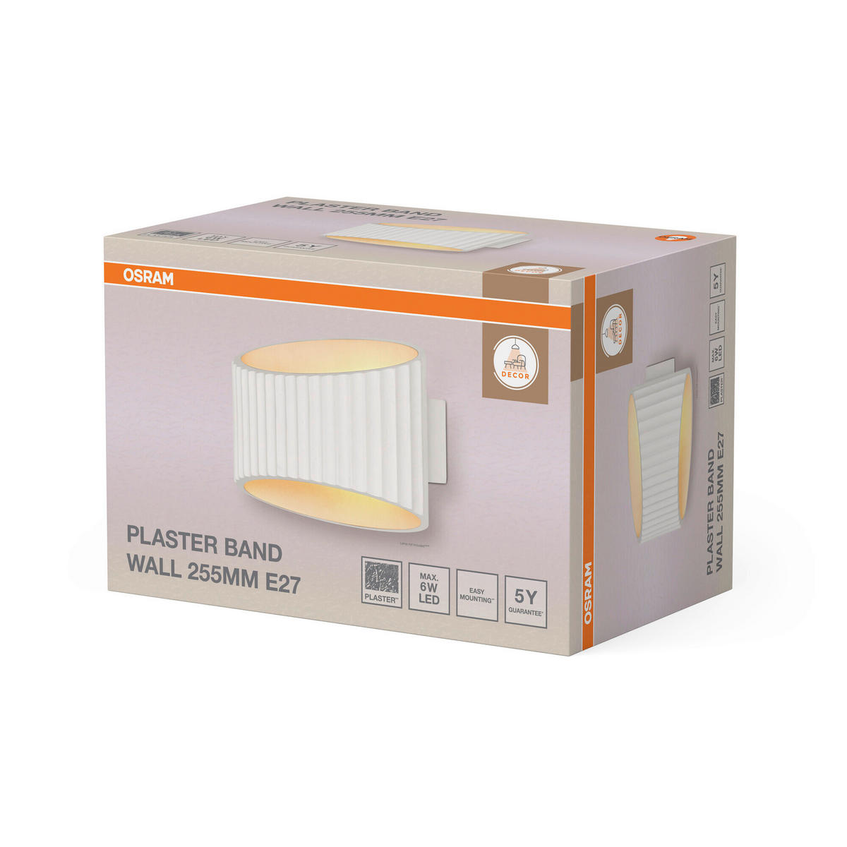 WANDLEUCHTE 25.5/14.3/18 cm   - Weiß, Basics, Stein (25.5/14.3/18cm) - Osram