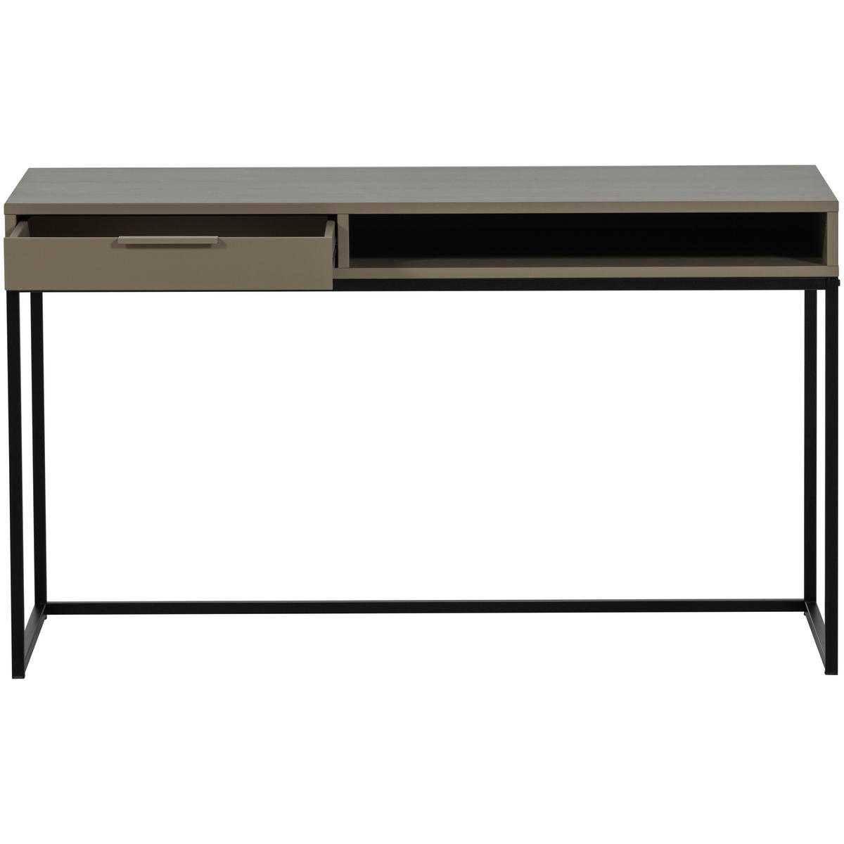 SCHREIBTISCH 130/58/75 cm  in Schlammfarben  - Schlammfarben/Schwarz, MODERN, Holz/Metall (130/58/75cm) - Livetastic