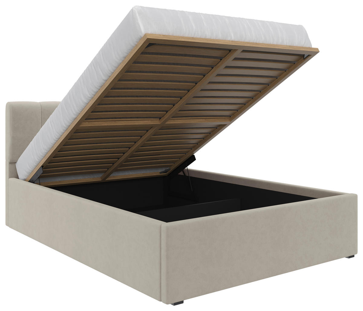 POLSTERBETT 140/200 cm  in Beige  - Beige/Schwarz, Design, Holz/Kunststoff (140/200cm) - Stylife