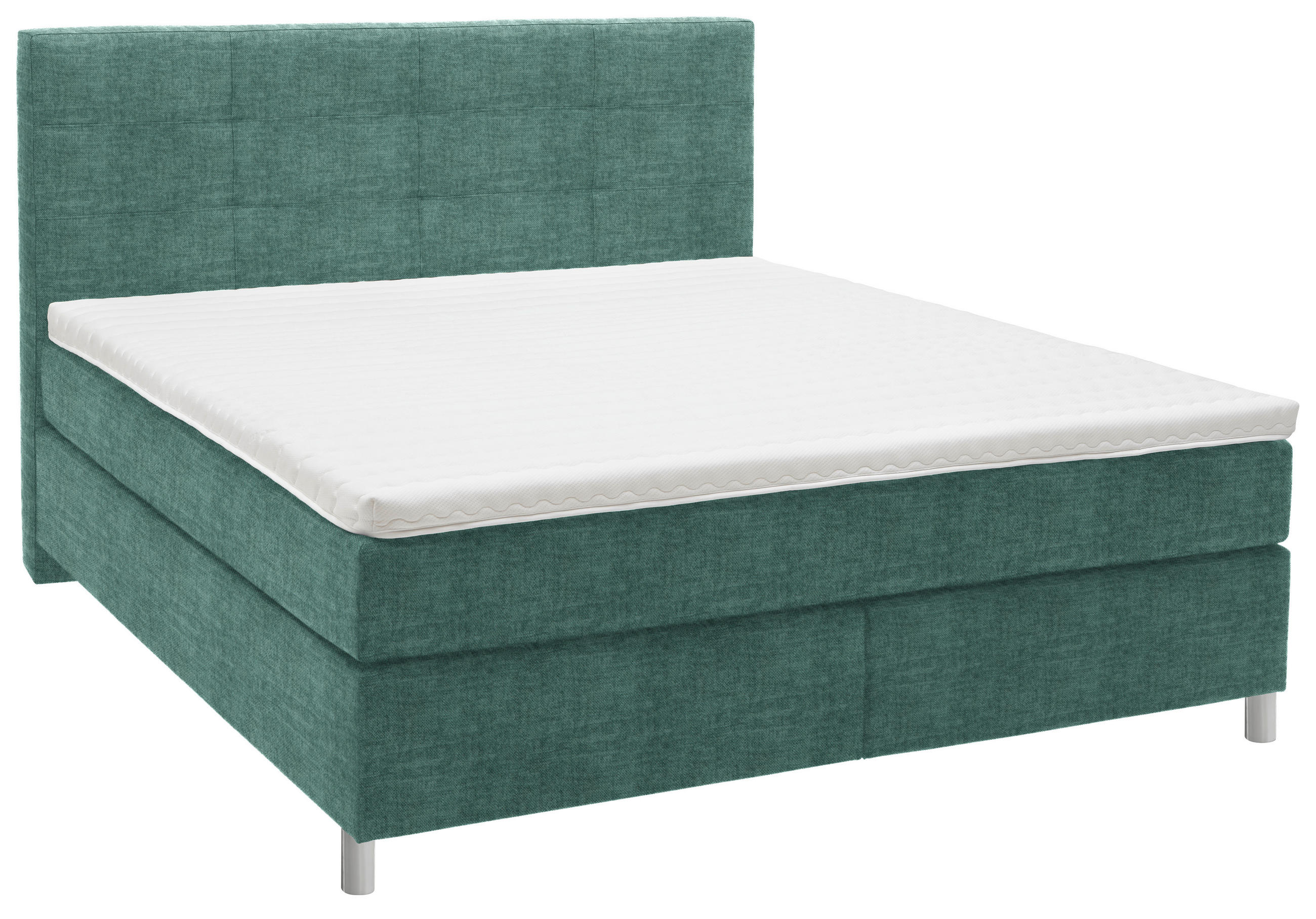 BOXSPRINGBETT 160/200 cm  in Petrol  - Chromfarben/Petrol, KONVENTIONELL, Kunststoff/Textil (160/200cm) - Voleo