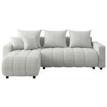 ECKSOFA Weiß Bouclé Zierkissen, Rückenkissen, Bettkasten, Schlaffunktion, Rücken echt, Liegefläche im Originalstoff  - Schwarz/Weiß, MODERN, Kunststoff/Textil (150/240cm) - Carryhome