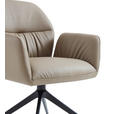 ARMLEHNSTUHL  Sitzfläche 360° drehbar, automatische Rückholfunktion  Echtleder  - Creme/Schwarz, Design, Leder/Metall (62/89/63cm) - Dieter Knoll