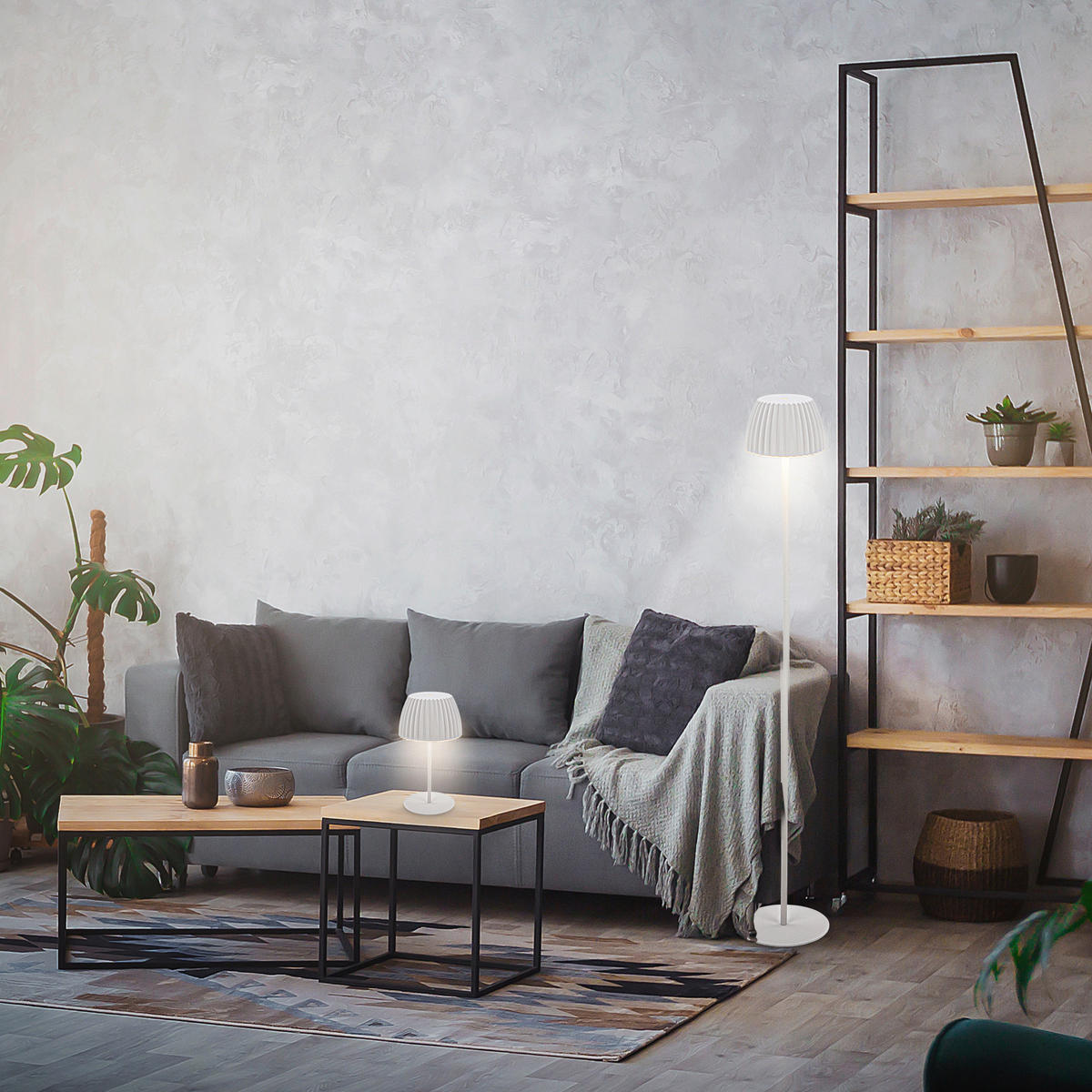 AKKU-STEHLEUCHTE 19/123,5 cm    - Weiß, Basics, Kunststoff/Metall (19/123,5cm)