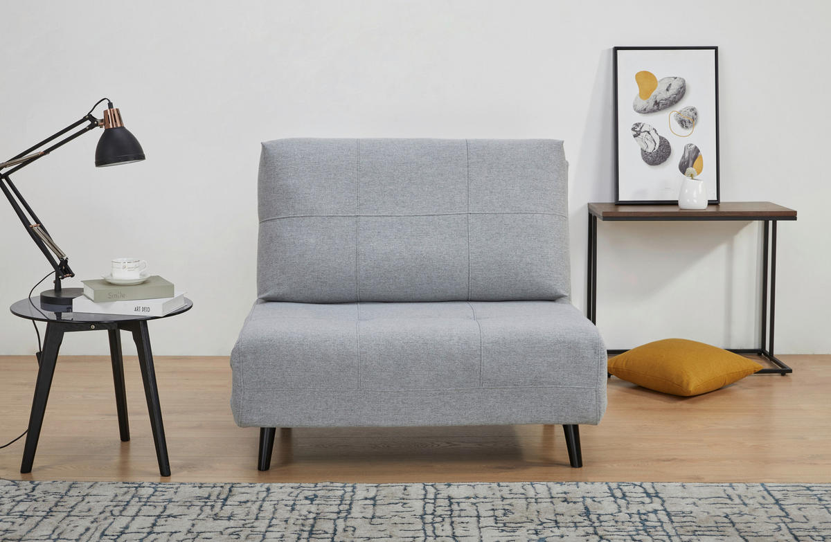 SCHLAFSESSEL in Webstoff Hellgrau  - Hellgrau/Schwarz, Design, Holz/Textil (102/89/85cm) - Ti'me