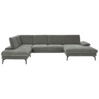 WOHNLANDSCHAFT in Webstoff Hellgrau  - Hellgrau/Schwarz, Design, Textil/Metall (208/354/157cm) - Dieter Knoll