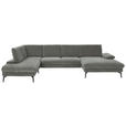 WOHNLANDSCHAFT in Webstoff Hellgrau  - Hellgrau/Schwarz, Design, Textil/Metall (208/354/157cm) - Dieter Knoll
