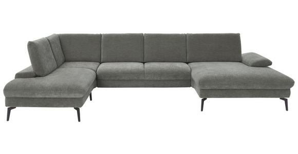 WOHNLANDSCHAFT in Webstoff Hellgrau - Hellgrau/Schwarz, Design, Textil/Metall (208/354/157cm) - Dieter Knoll