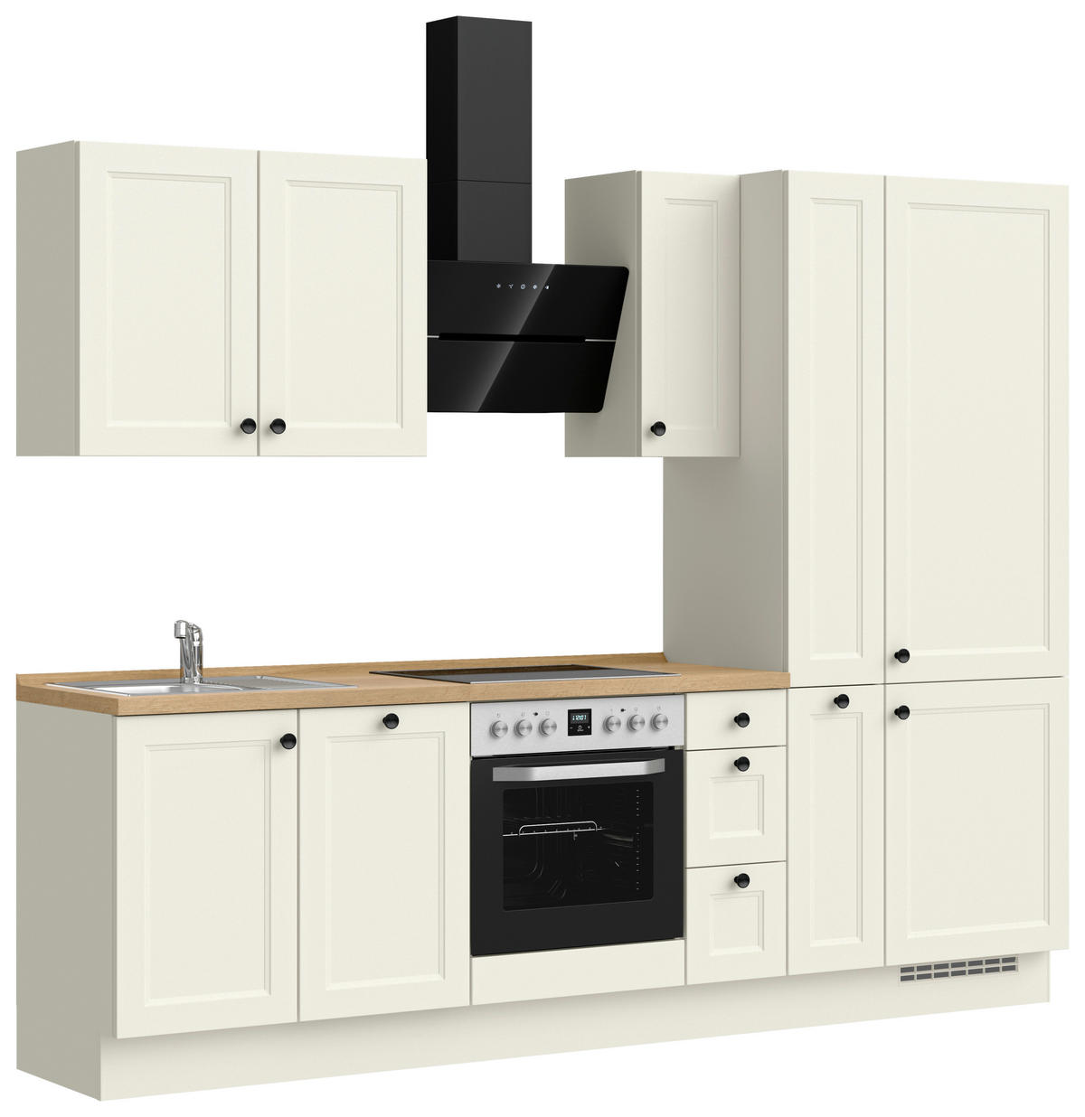 KÜCHENBLOCK 270 cm   in Weiß, Eichefarben  - Eichefarben/Schwarz, MODERN, Holzwerkstoff/Metall (270cm) - Nobilia