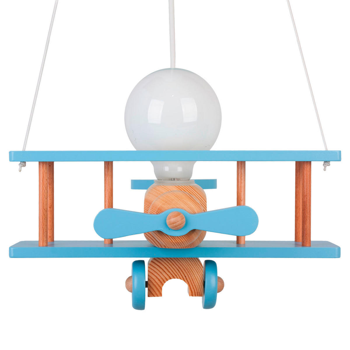 KINDERHÄNGELEUCHTE 29/31/75 cm   - Blau/Naturfarben, KONVENTIONELL, Holz (29/31/75cm)