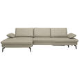 ECKSOFA in Echtleder Ecru  - Ecru/Schwarz, Design, Leder/Metall (157/325cm) - Dieter Knoll