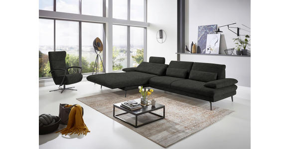 ECKSOFA in Velours Dunkelgrau 180/310 cm - Dunkelgrau/Schwarz, Design, Textil/Metall (180/310cm) - Dieter Knoll