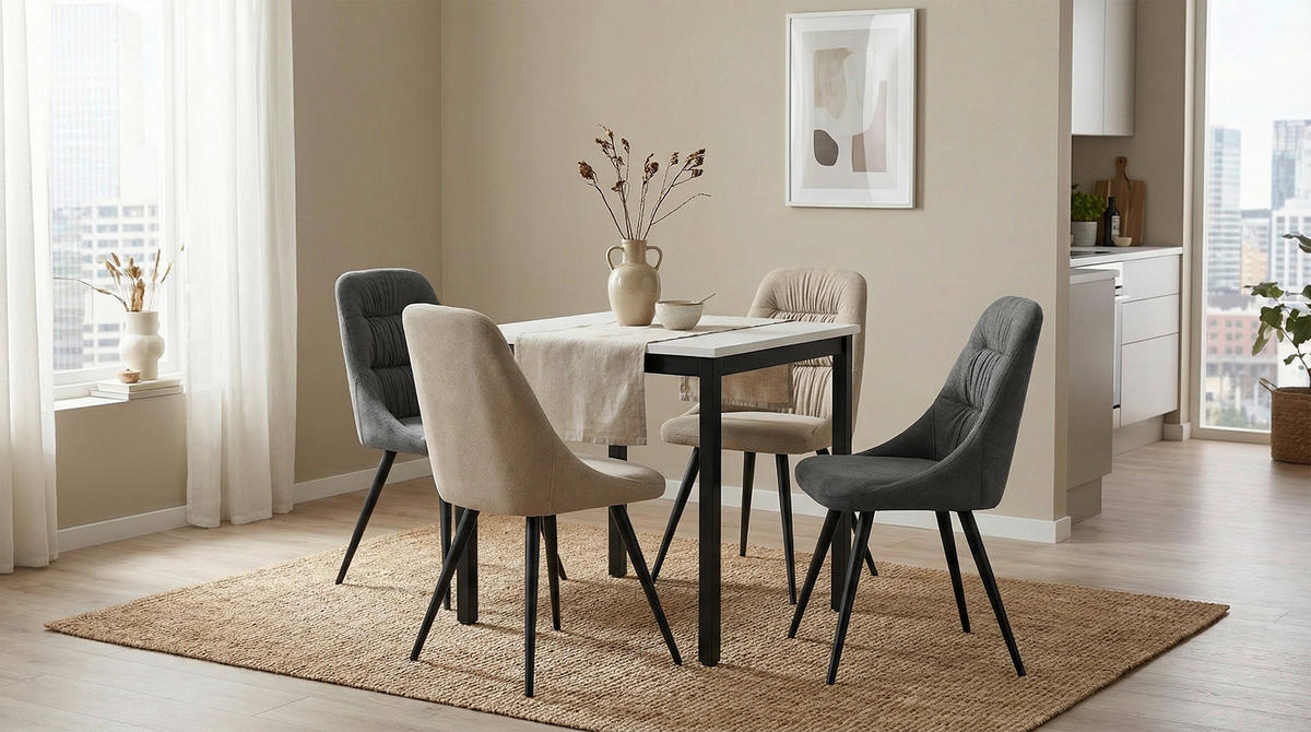 JEDILNA MIZA, črna, bela  - črna/bela, Design, kovina/leseni material (70/76/70cm) - Boxxx