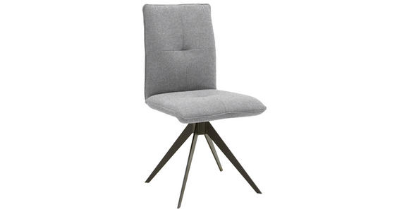 STUHL , Lederauswahl, Stoffauswahl, Typenauswahl, Gestellauswahl , Flachgewebe  - Schwarz/Grau, Design, Textil/Metall (46/91/62cm) - Dieter Knoll