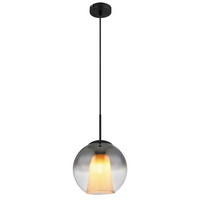 HÄNGELEUCHTE 25/120 cm  - Klar/Schwarz, Basics, Glas/Textil (25/120cm) - Globo