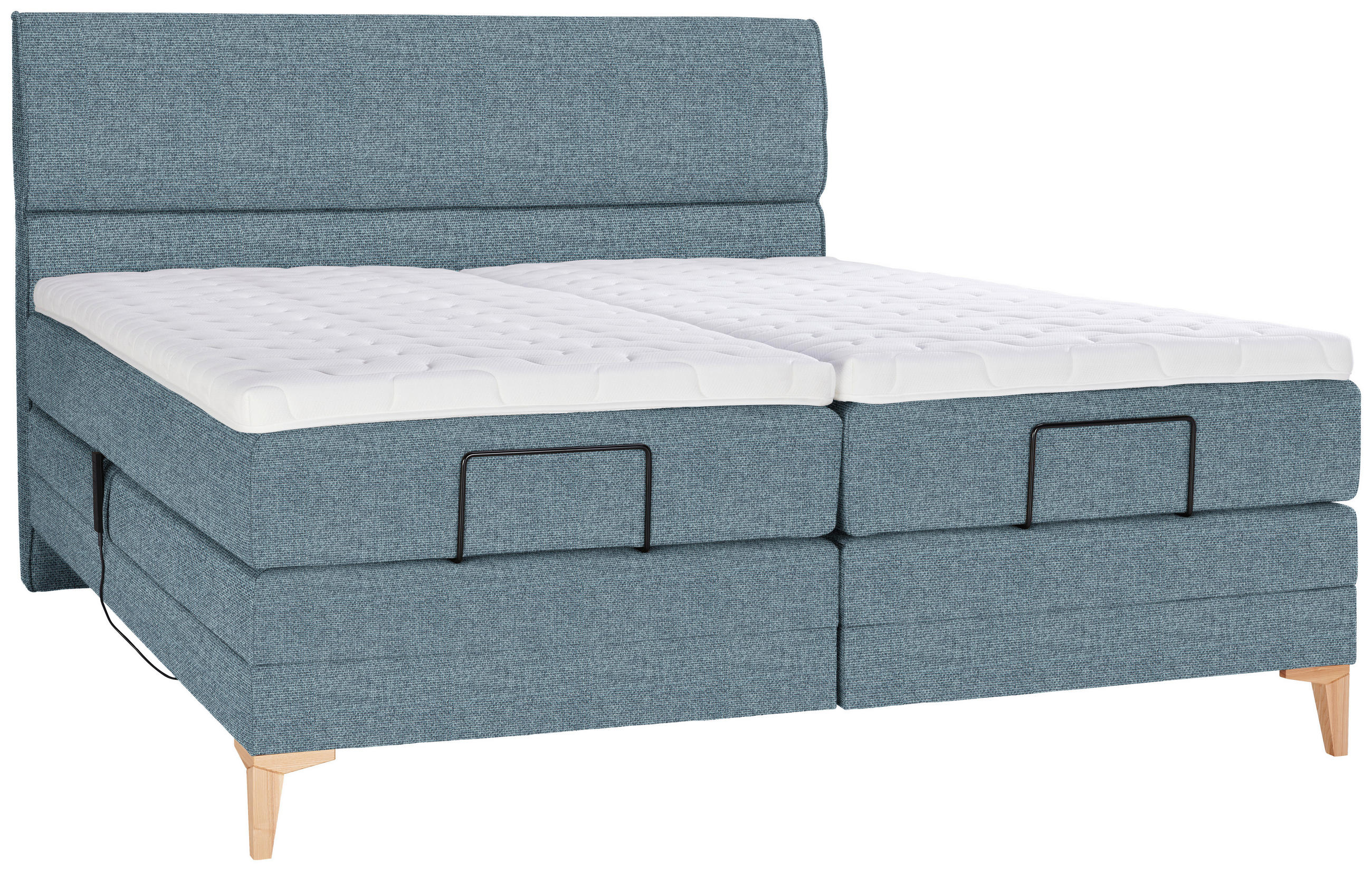 BOXSPRINGBETT 200/200 cm  in Blau  - Blau/Eichefarben, Konventionell, Holz/Textil (200/200cm) - Voleo