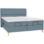 BOXSPRINGBETT 180/200 cm  in Blau  - Blau/Eichefarben, KONVENTIONELL, Holz/Textil (180/200cm) - Voleo