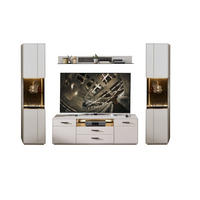 WOHNWAND  in Hellgrau, Sahara  300/204/45 cm  - Hellgrau/Schwarz, Design, Glas/Holzwerkstoff (300/204/45cm) - Novel