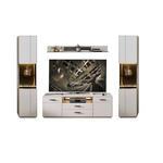 WOHNWAND  in Hellgrau, Sahara  300/204/45 cm  - Hellgrau/Schwarz, Design, Glas/Holzwerkstoff (300/204/45cm) - Novel