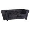 CHESTERFIELD-SOFA  in Flachgewebe Anthrazit  - Anthrazit/Schwarz, KONVENTIONELL, Textil (203/79/93cm) - Livetastic