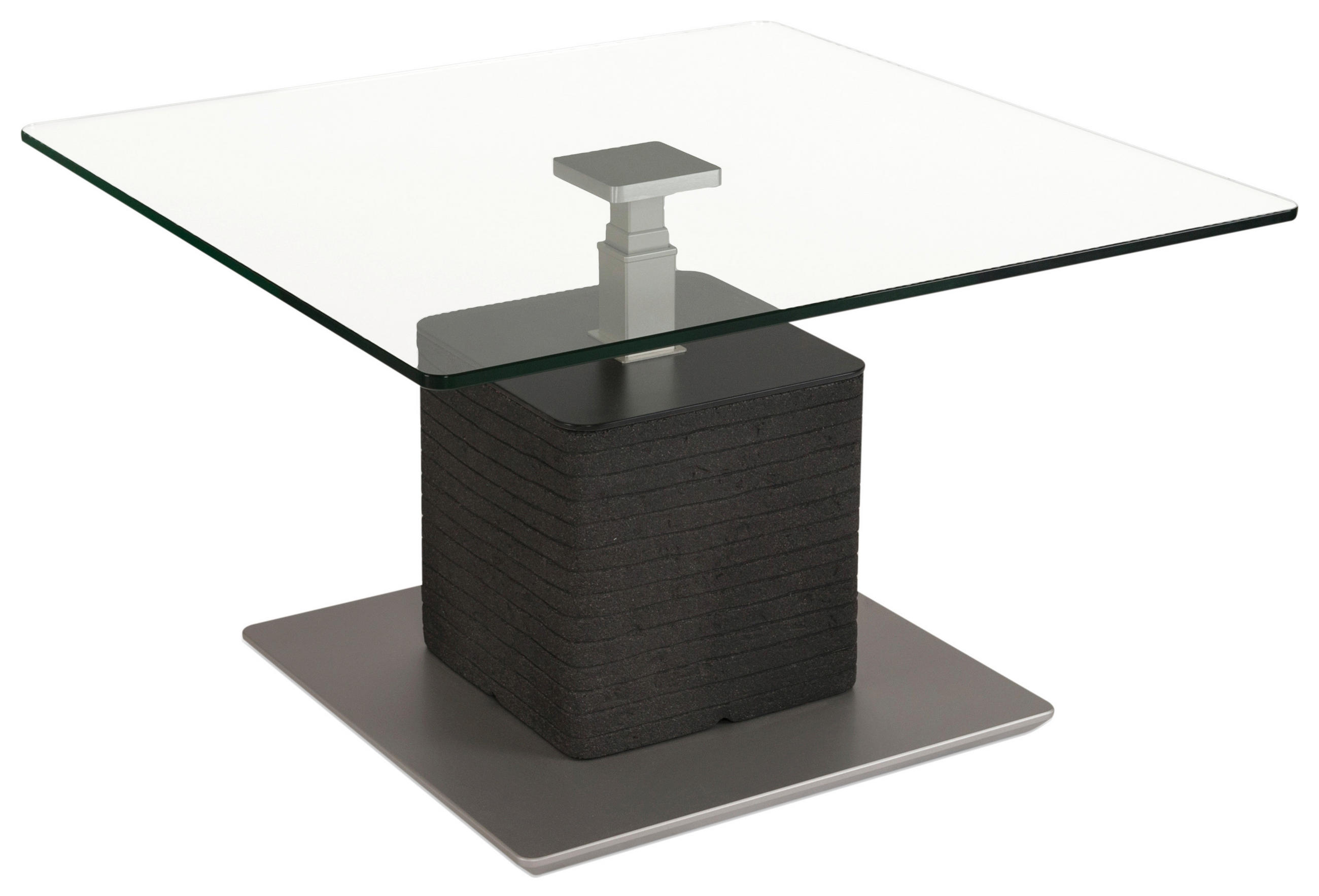 COUCHTISCH ESG 80/80/47-65 cm quadratisch Anthrazit, Silberfarben  - Anthrazit/Silberfarben, Design, Glas/Holzwerkstoff (80/80/47-65cm) - Venda
