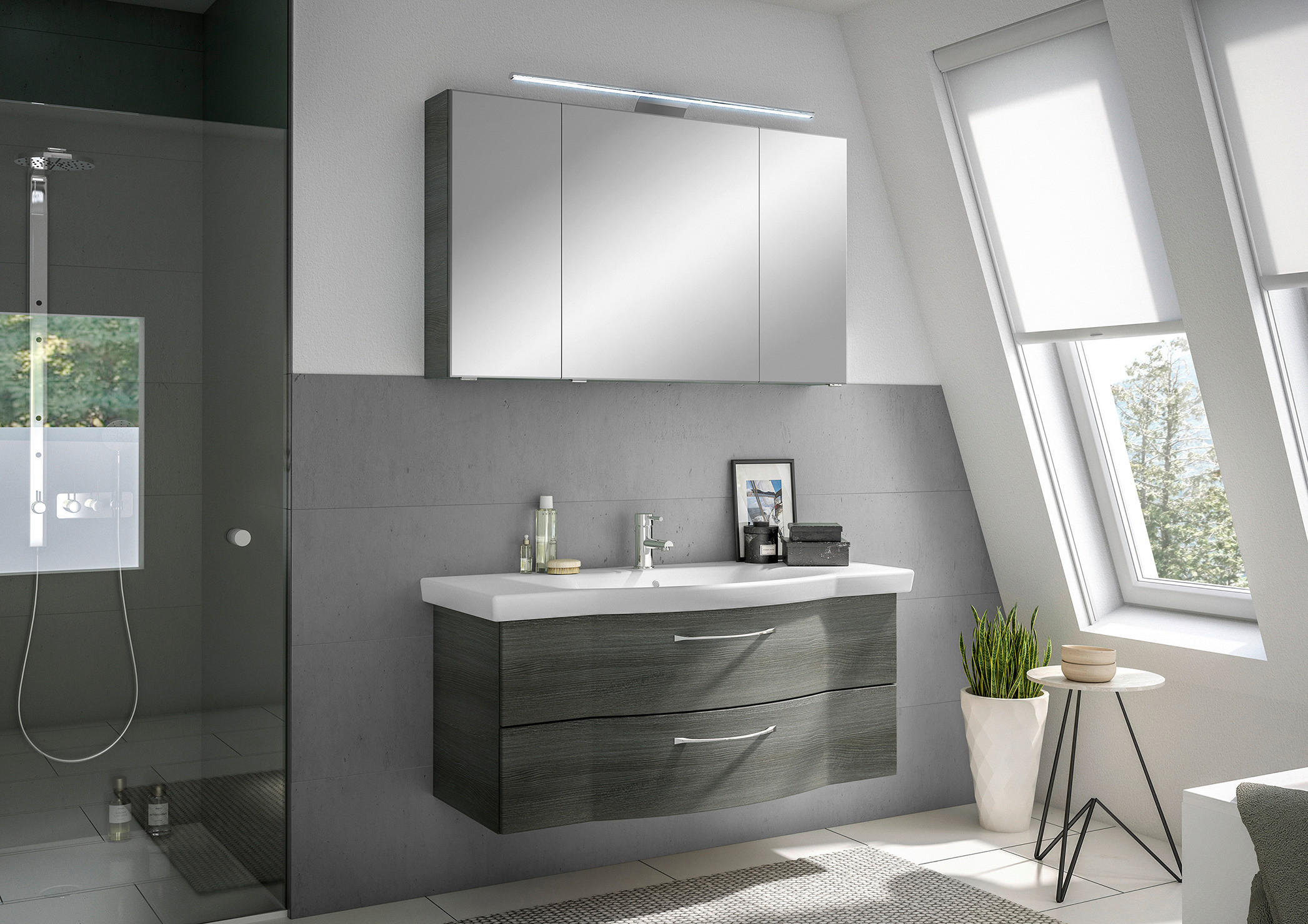 BADEZIMMER 3-teilig  in 122 cm  - Chromfarben/Graphitfarben, KONVENTIONELL, Glas/Keramik (122cm) - Pelipal