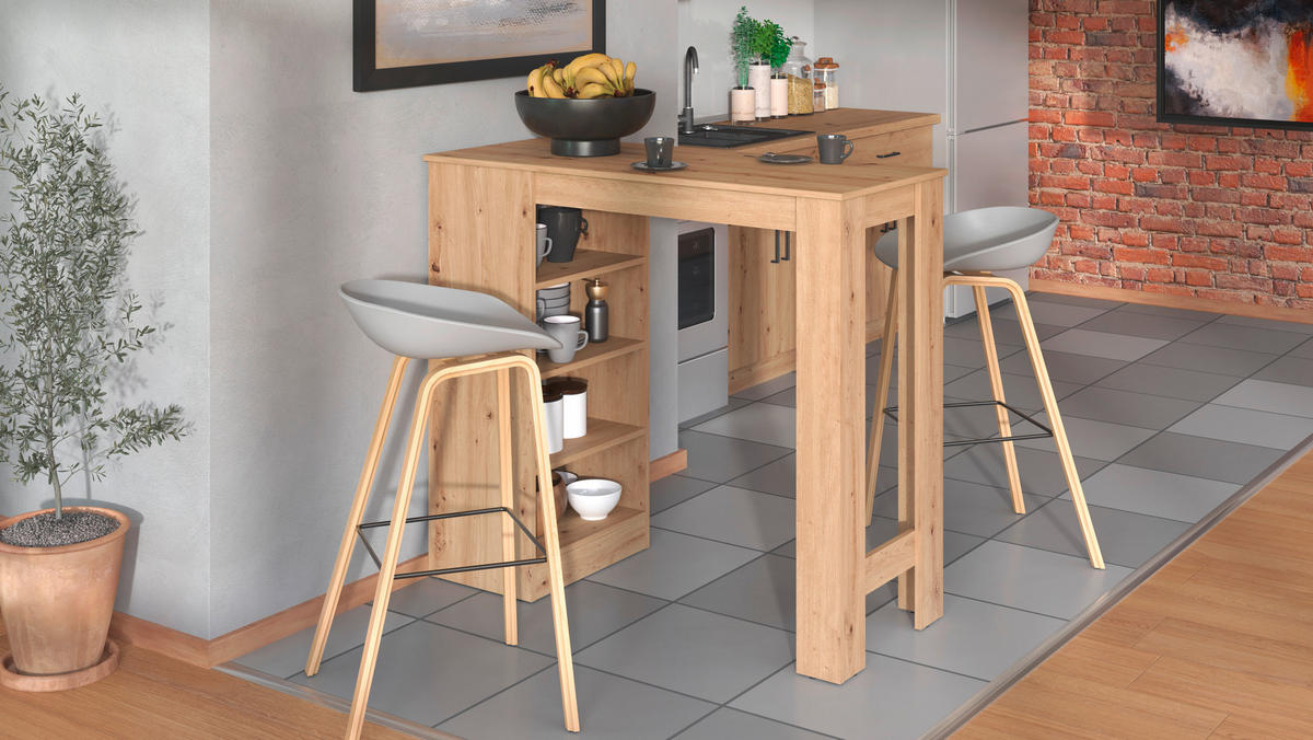 BÁRASZTAL  - Artisan tölgy, Basics, faalapú anyag (120/105/50cm) - Xora
