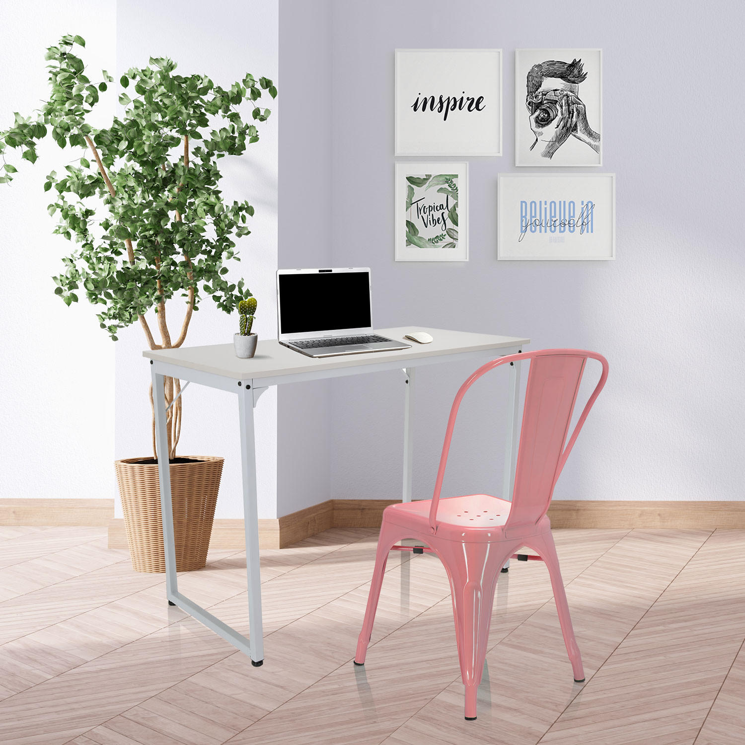 STOL stål  - rosa, Basics, metall (44/84/54cm) - MID.YOU
