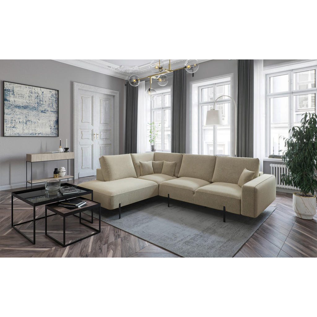 Thumbnail - Novel Ecksofa, Cappuccino, Textil, 4-Sitzer, Füllung: Daunen, Silikon, Ottomane links, L-Form, 280x223 cm, Made in EU, R...