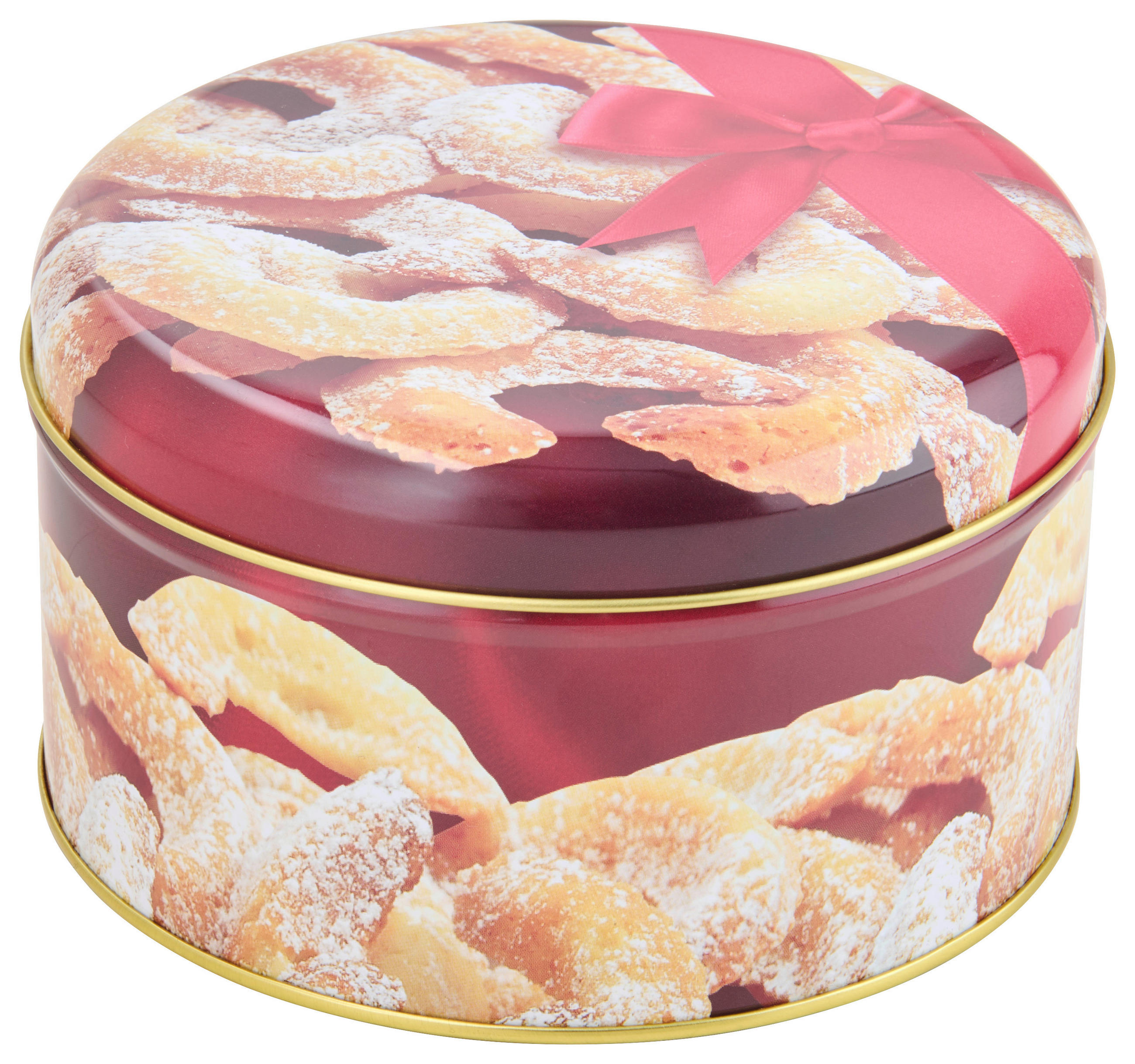 KEKSZESDOBOZ  1.21 l  - sárga/piros, Basics, fém (13,6cm) - X-Mas