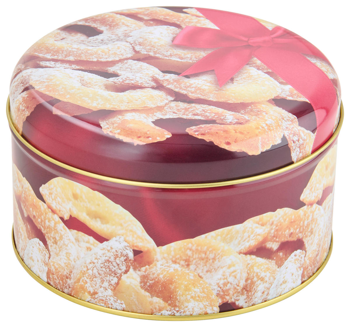 KEKSZESDOBOZ  1.21 l  - sárga/piros, Basics, fém (13,6cm) - X-Mas