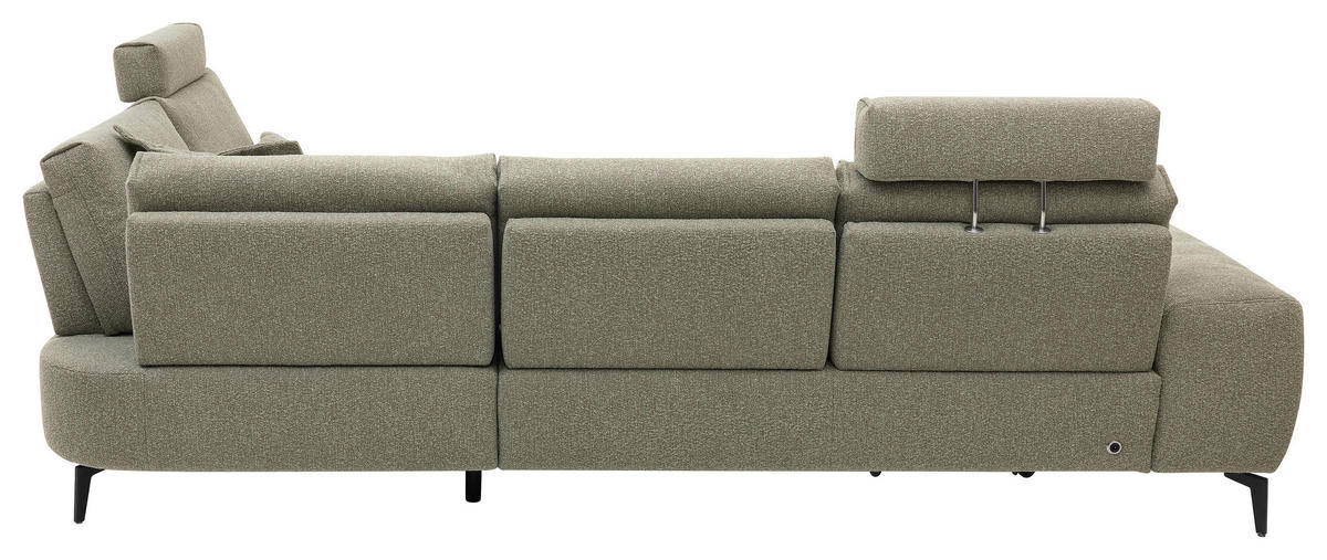ECKSOFA Ottomane rechts  Grün Webstoff  - Schwarz/Grün, Design, Textil/Metall (300/239cm) - Musterring