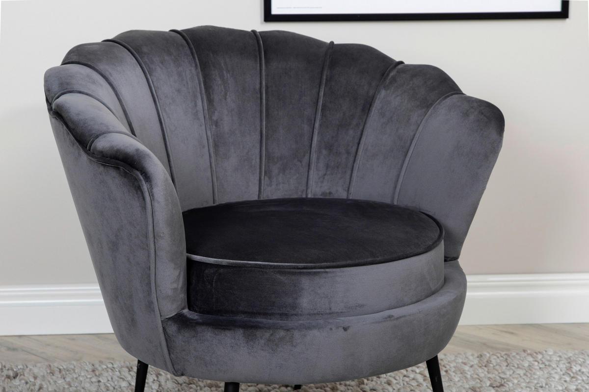 SESSEL in Schwarz, Dunkelgrau  - Dunkelgrau/Schwarz, Design, Textil/Metall (83/76/77cm) - Livetastic