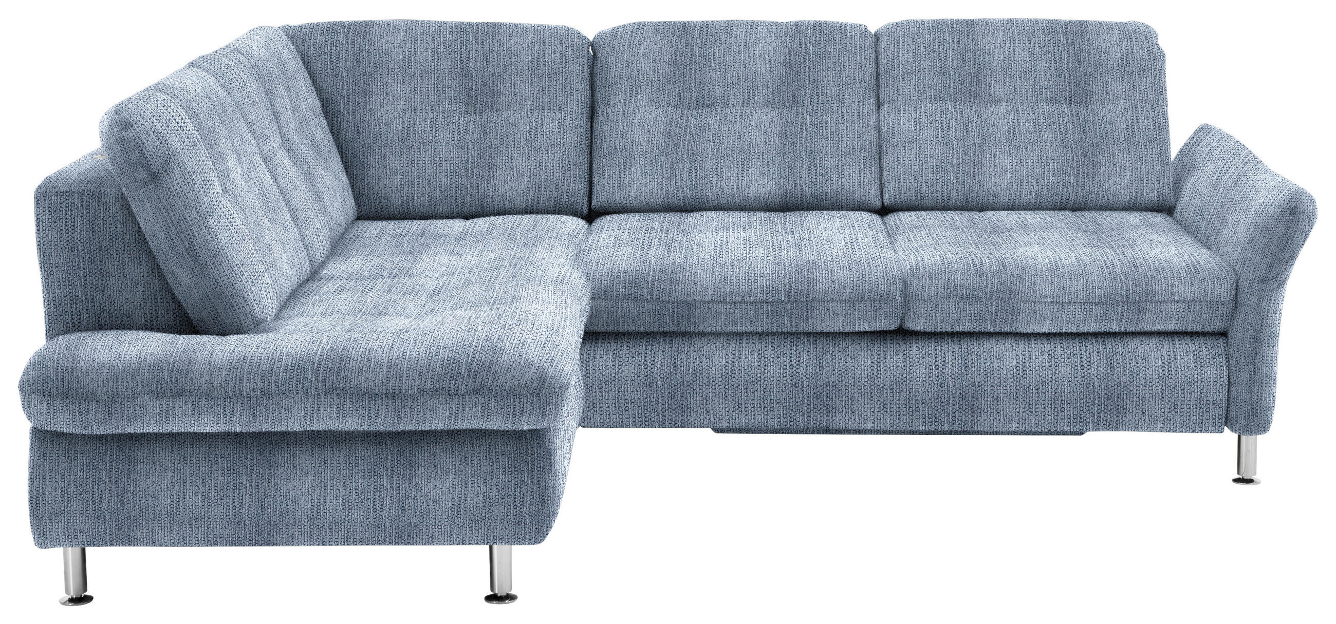 ECKSOFA in Webstoff Hellblau  - Chromfarben/Hellblau, Konventionell, Textil/Metall (210/242cm) - Beldomo Style