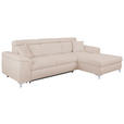 ECKSOFA in Flachgewebe Creme  - Chromfarben/Creme, KONVENTIONELL, Textil/Metall (268/175cm) - Carryhome