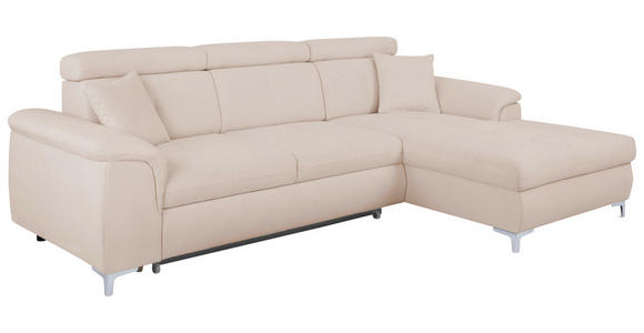 ECKSOFA in Flachgewebe Creme - Chromfarben/Creme, KONVENTIONELL, Textil/Metall (268/175cm) - Carryhome