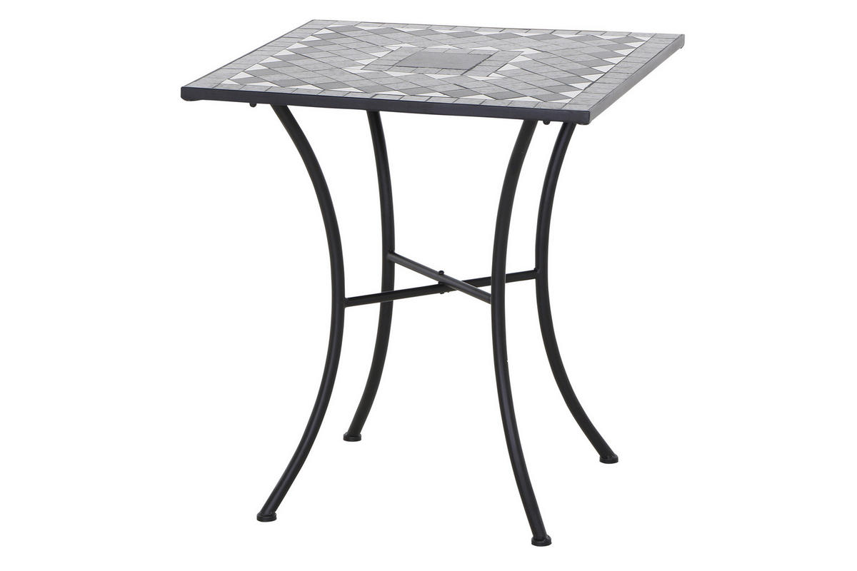 GARTENTISCH 64/64/71 cm Metall, Keramik quadratisch  - Schwarz, KONVENTIONELL, Keramik/Metall (64/64/71cm) - Siena Garden