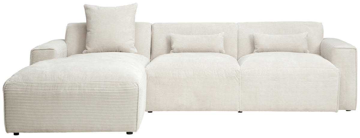 ECKSOFA in Cord Beige  - Beige/Schwarz, Design, Kunststoff/Textil (196/303cm) - Livetastic