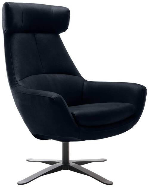 SESSEL in Mikrofaser Blau  - Blau/Schwarz, Modern, Textil/Metall (81/112/83cm) - Trendmanufaktur