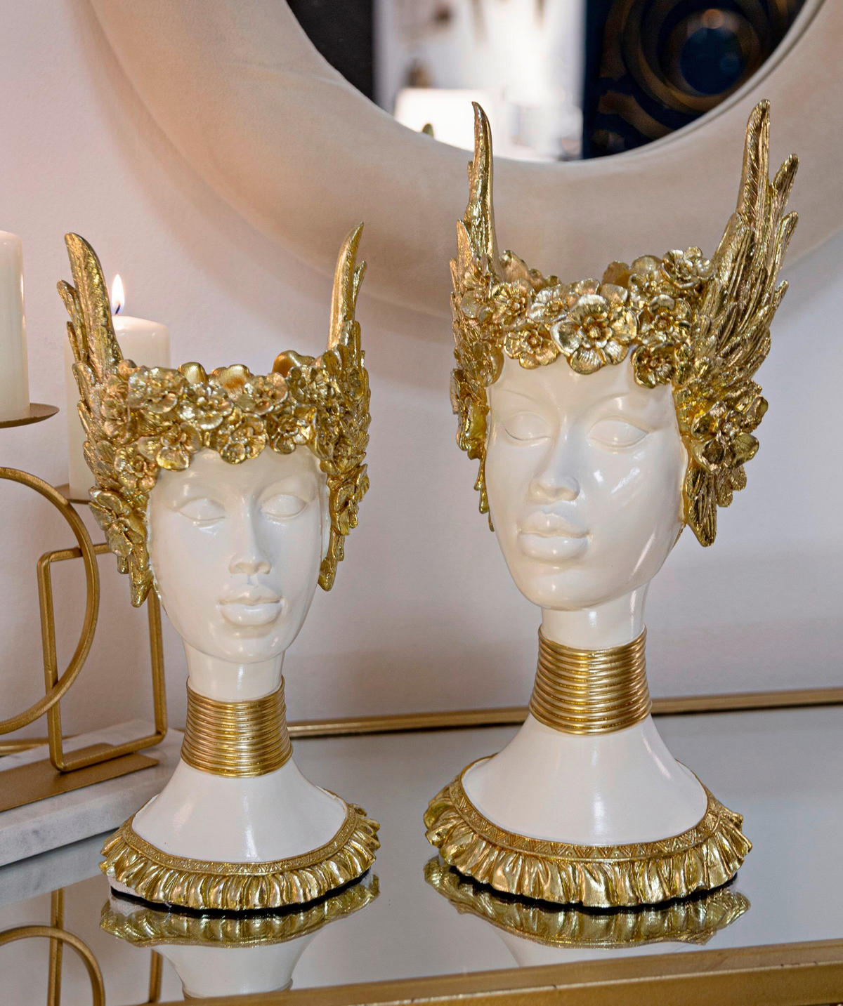 SKULPTUR - Goldfarben/Weiß, Basics, Kunststoff (17.5/38/17cm)