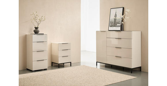 NACHTSCHRANK 45/62/42,3 cm  - Kaschmir/Schwarz, Design, Glas/Holzwerkstoff (45/62/42,3cm) - Novel