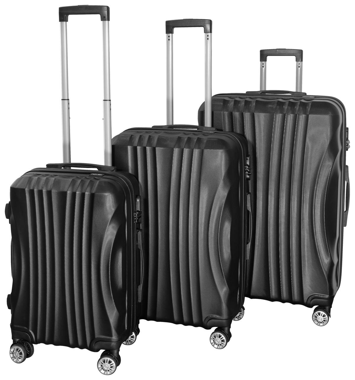 REISEKOFFERSET Schwarz 3-teilig  - Schwarz, Trend, Kunststoff/Textil - Novel