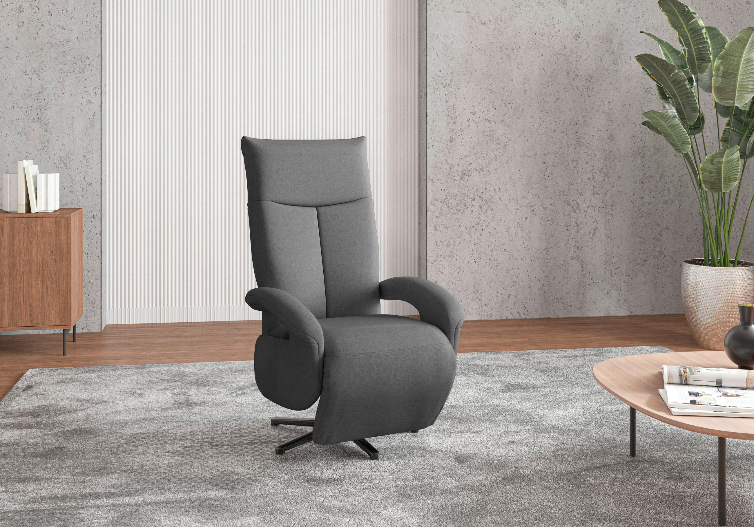 SESSEL in Flachgewebe Dunkelgrau  - Dunkelgrau/Schwarz, KONVENTIONELL, Textil/Metall (74/112/82cm) - Sit & More
