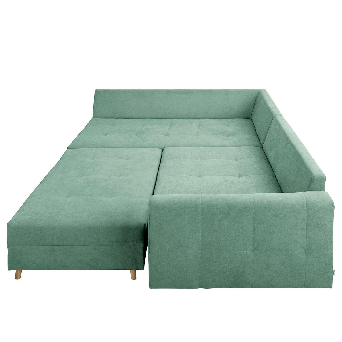 ECKSOFA inkl. Hocker Ariella in Mikrofaser Mintgrün  161/231 cm  - Naturfarben/Mintgrün, Design, Holz/Textil (161/231cm) - Livetastic