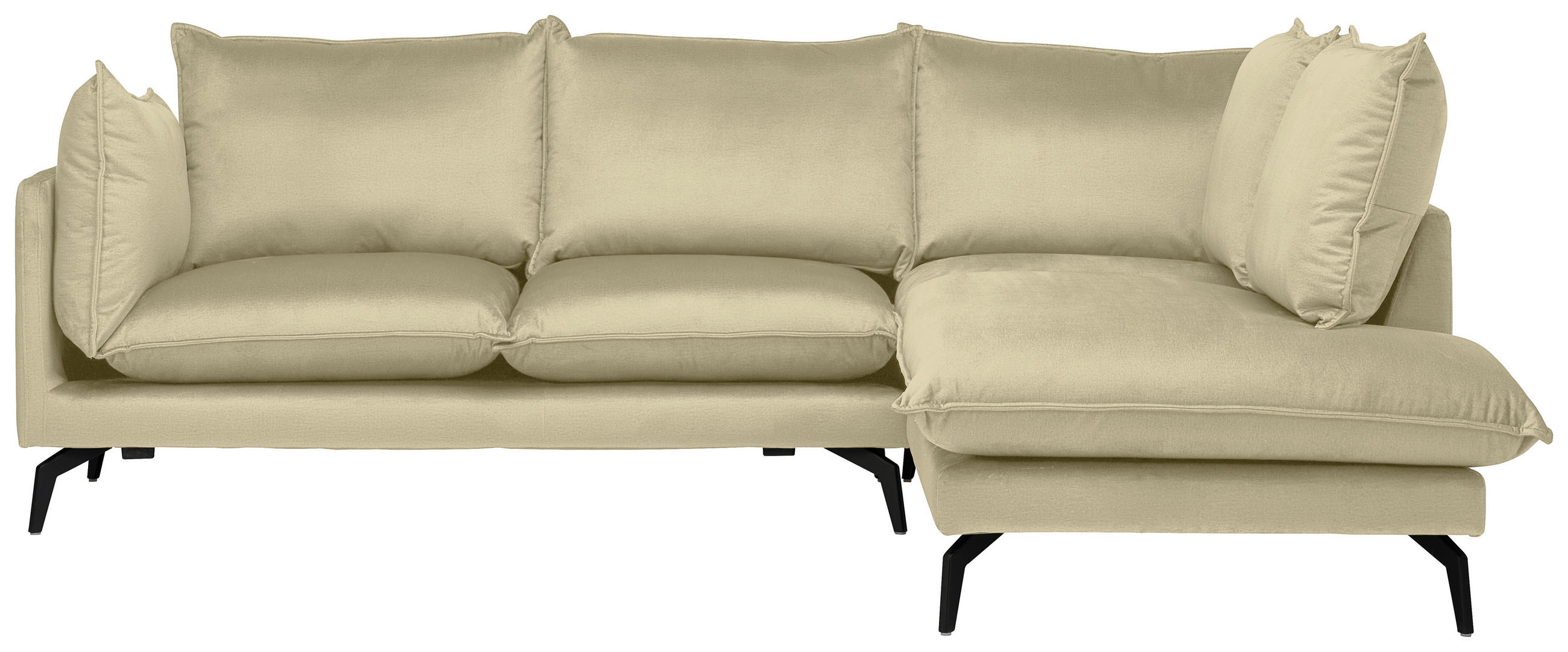 HÖRNSOFFA i sammet beige  - beige/svart, Design, metall/textil (241/200cm) - Carryhome