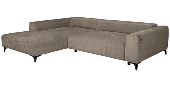 ECKSOFA  in Chenille Taupe  222/279 cm  - Taupe/Schwarz, KONVENTIONELL, Kunststoff/Textil (222/279cm) - Hom`in