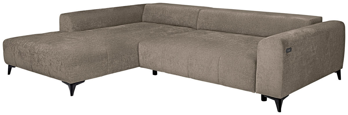 HÖRNSOFFA i chenille taupe  - svart/taupe, Klassisk, textil/plast (222/279cm) - MID.YOU