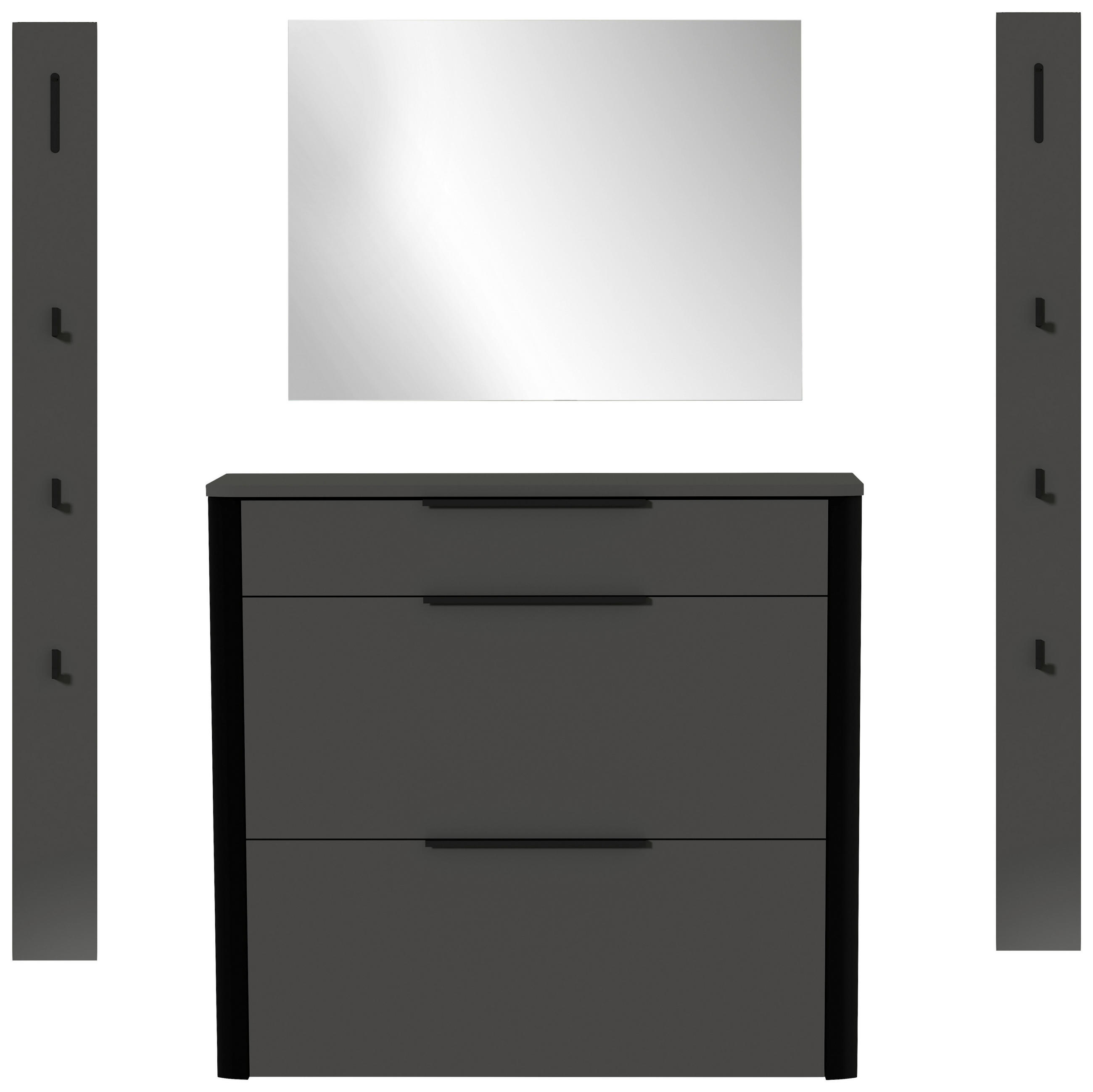 GARDEROBE 4-teilig 155/191/34 cm  - Anthrazit/Schwarz, Design, Glas/Holzwerkstoff (155/191/34cm) - Dieter Knoll
