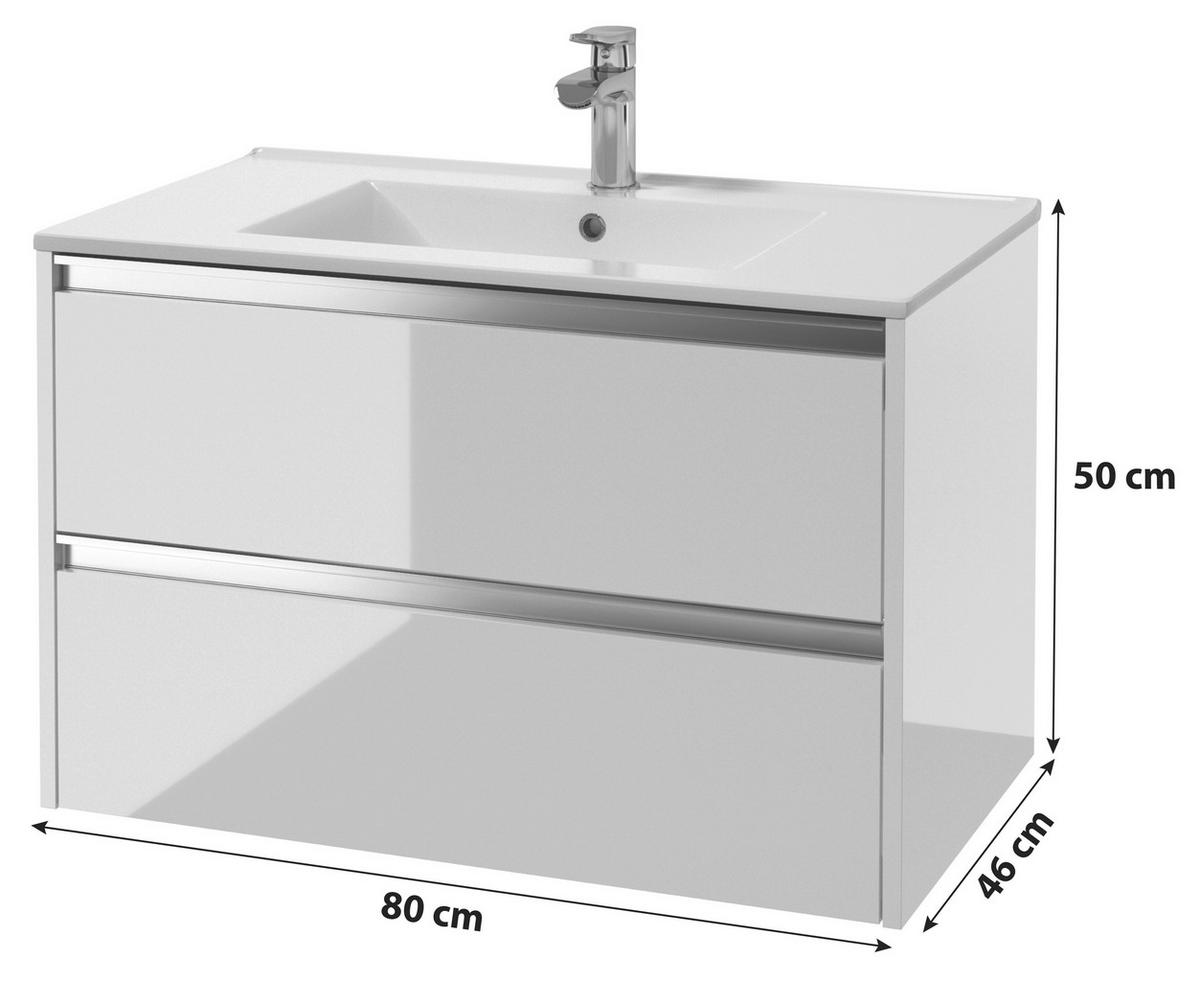 WASCHTISCHKOMBI 80 cm  - Alufarben/Weiß, Basics, Keramik/Holzwerkstoff (80cm) - MID.YOU
